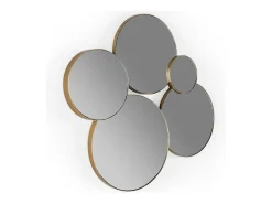 Conjunto de 5 espejos de pared redondos en metal dorado RIZO - L 67 x H 62 cm