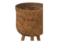 Conjunto de 3 macetas con soporte de madera natural de 37x37x75 cm
