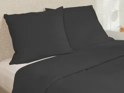 Hot Palacio Conjunto de cama de satén 108 hilos/ cm² - Funda 240 x 260 cm + 2 fundas de almohada 63 x 63 cm - Gris - TALORA Gris antracita