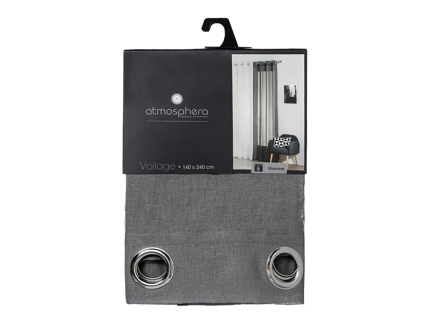 Atmosphera Ropa De Casa^Cortina VISOR TRANSPARENTE Vison Poliéster (240 x 140 cm) Gris