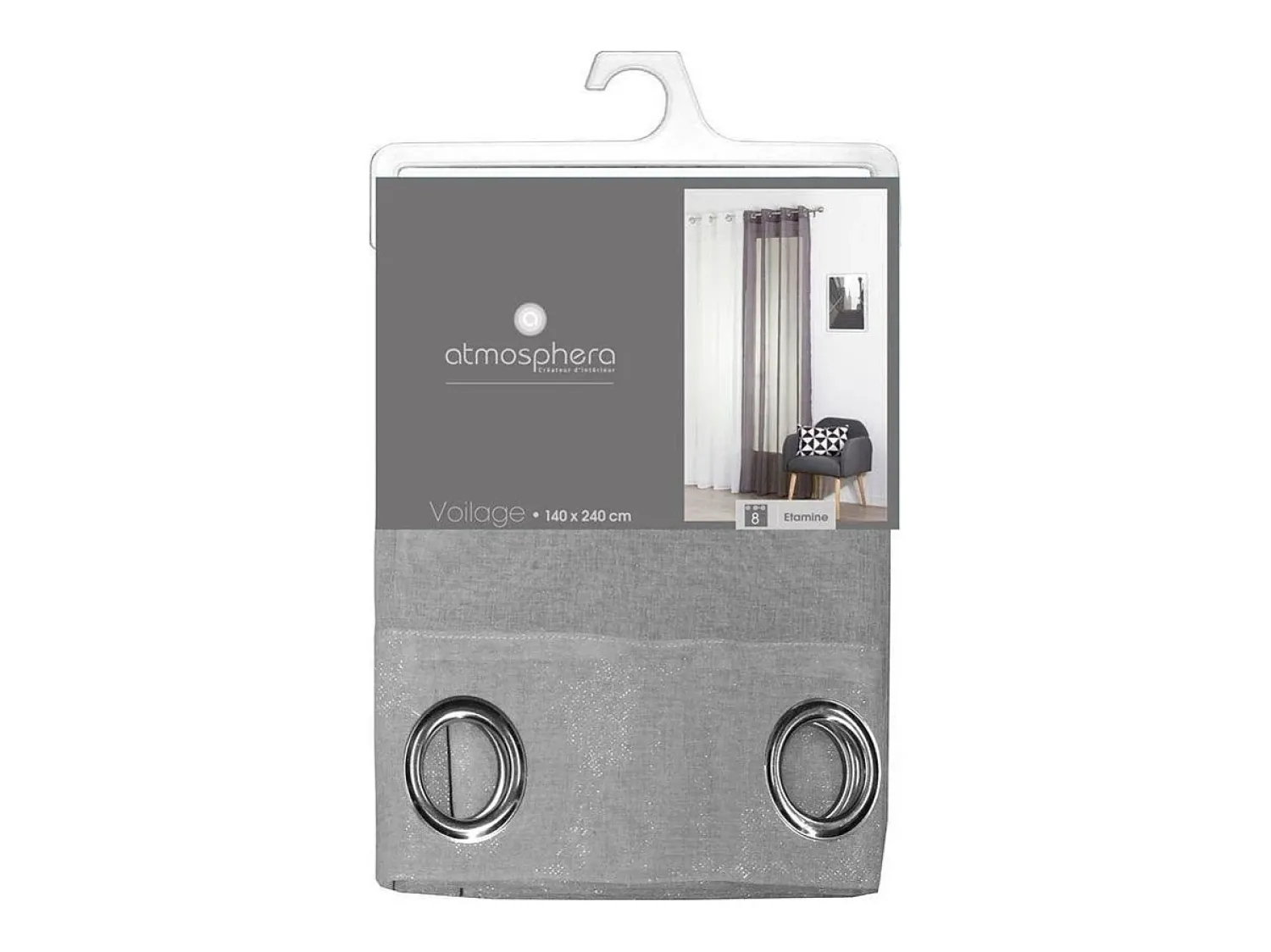 Atmosphera Ropa De Casa^Cortina VISOR TRANSPARENTE Vison Poliéster (240 x 140 cm) Gris