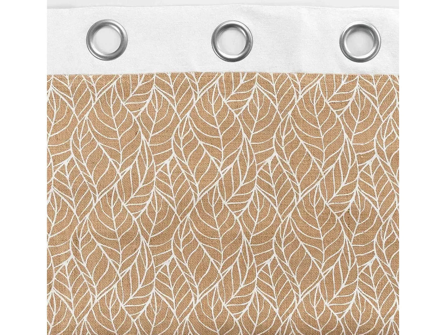 Douceur d'intérieur Ropa De Casa^Cortina bi material con lona de yute estampada 140 x 240 cm Blanco