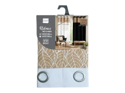 Douceur d'intérieur Ropa De Casa^Cortina bi material con lona de yute estampada 140 x 240 cm Blanco