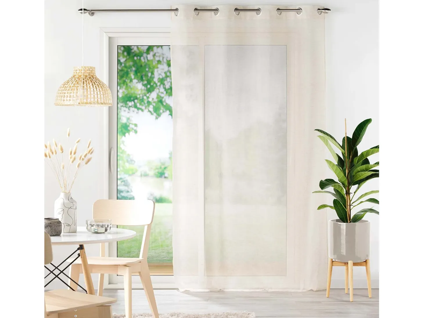 Cortina con efecto lino tejido – Elegancia natural y luz difusa
