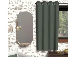 Clearance Soleil d'ocre Cortina con ojales aislante 135x180 cm BOHEME caqui, por Verde