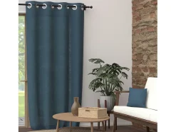 Soleil d'ocre Ropa De Casa^Cortina con ojales de algodón puro 135x250 cm PANAMA turquesa, de Azul