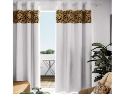 Soleil d'ocre Ropa De Casa^Cortina con ojales de algodón 135x250 cm MAYLINE Blanco