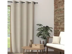 Soleil d'ocre Ropa De Casa^Cortina con ojales de algodón puro 135x250 cm lino PANAMÁ, por Beige