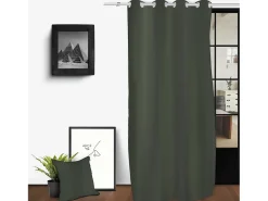 Soleil d'ocre Ropa De Casa^Cortina con ojales de algodón lavado 135x250 cm SPIRIT caqui Verde