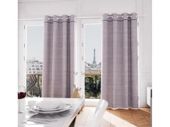 Soleil d'ocre Ropa De Casa^Cortina con ojales de algodón reciclado 135x300 cm PIERRE bleu, por Azul