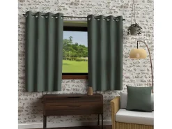 Soleil d'ocre Ropa De Casa^Cortina con ojales de microfibra lavados 135x180 cm BOHEME Verde