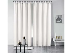 Douceur d'intérieur Ropa De Casa^Cortina con ojales en poliéster liso – Sobriedad y elegancia en atemporal Blanco