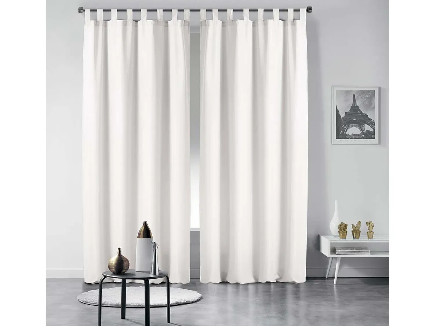 Douceur d'intérieur Ropa De Casa^Cortina con ojales en poliéster liso – Sobriedad y elegancia en atemporal Blanco