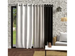 Soleil d'ocre Ropa De Casa^Cortina con ojales lavados de microfibra 135x250 BOHEME Blanco