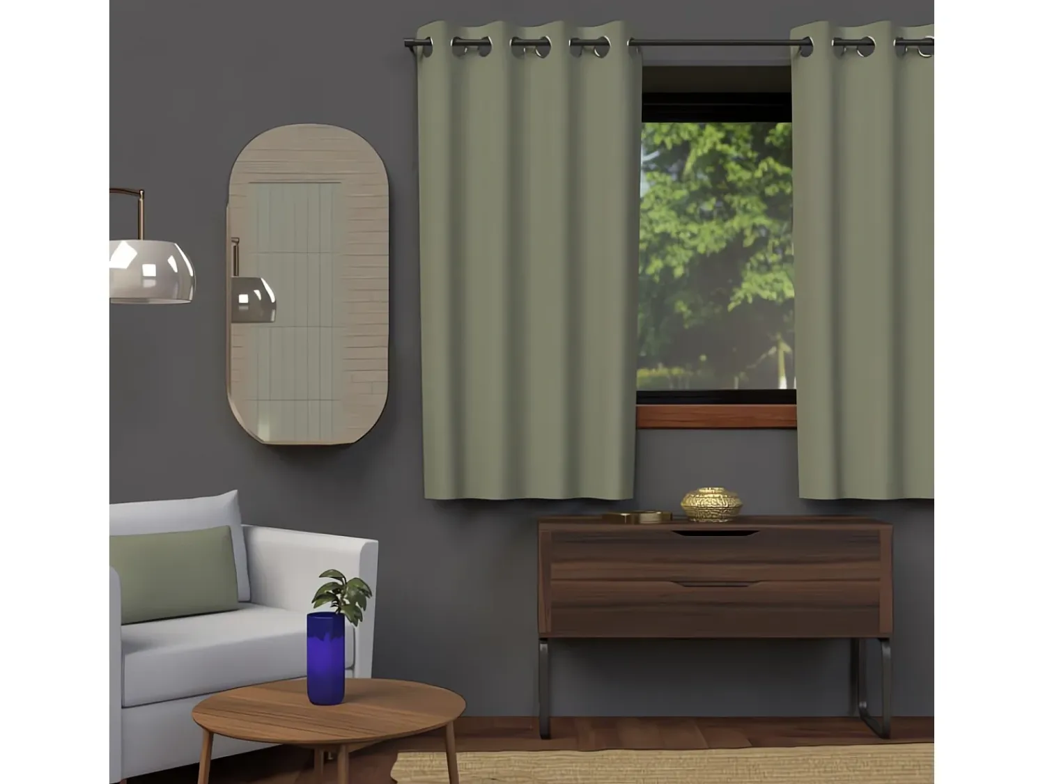 Soleil d'ocre Ropa De Casa^Cortina con ojales 135x180 cm BLACKOUT caqui Verde