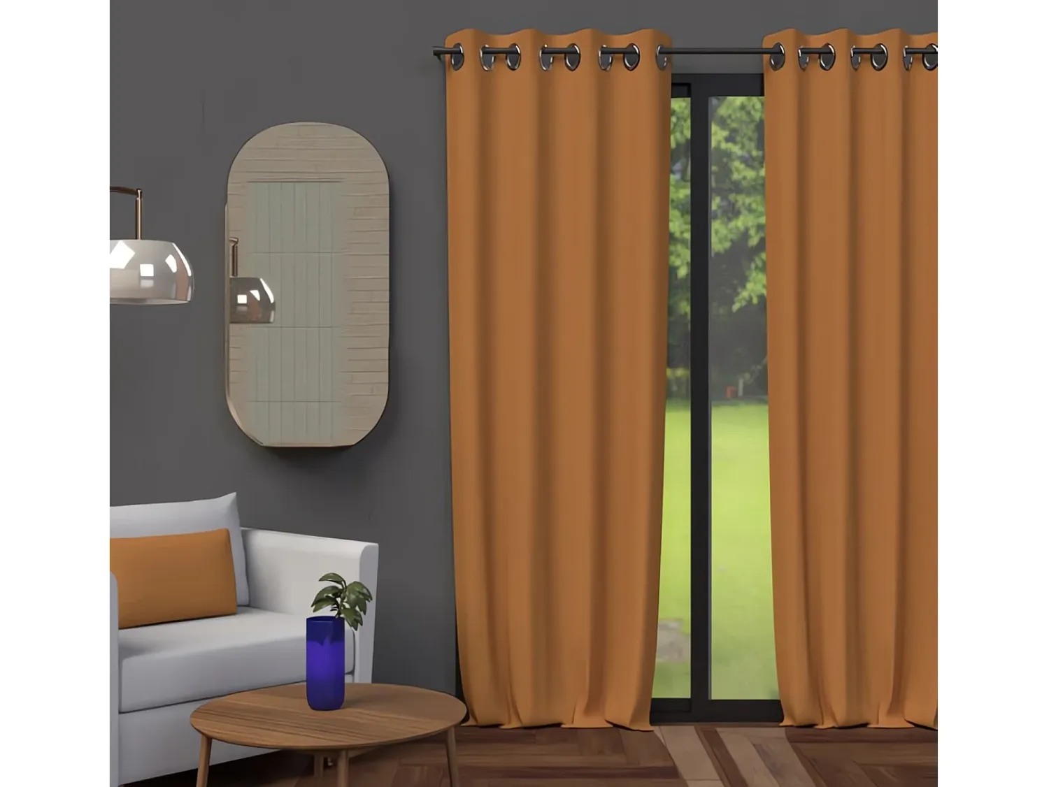 Best Soleil d'ocre Cortina con ojales 135X250 cm BLACKOUT ocre Naranja