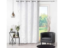 Douceur d'intérieur Ropa De Casa^Cortina con ollaos impresión "hebillas estilizadas y argentadas 140 x 260 cm Blanco