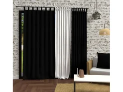 Soleil d'ocre Ropa De Casa^Cortina con patas de microfibra lavada 135x250 cm BOHEME Negro