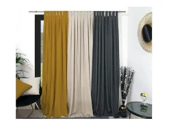 Soleil d'ocre Ropa De Casa^Cortina con patas lavadas de microfibra 135X250 cm mostaza BOHEME Amarillo