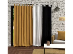 Soleil d'ocre Ropa De Casa^Cortina con patas lavadas de microfibra 135X250 cm mostaza BOHEME Amarillo