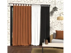 Soleil d'ocre Ropa De Casa^Cortina con patas lavadas de microfibra 135x250 cm BOHEME terra Naranja