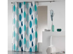 Online Douceur d'intérieur Cortina de algodón "farándola de hojas" 140 x 240 cm Azul