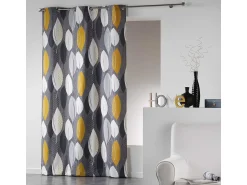 Best Douceur d'intérieur Cortina de algodón "farándola de hojas" 140 x 240 cm Amarillo