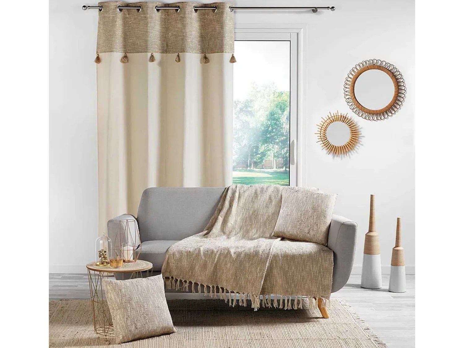 Douceur d'intérieur Ropa De Casa^Cortina de decoración con estilo dorado 140 x 240 cm Beige