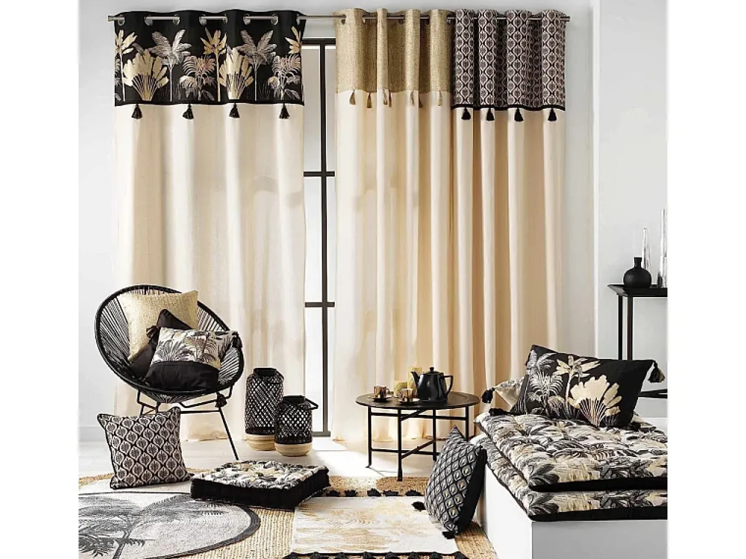 Douceur d'intérieur Ropa De Casa^Cortina de decoración con estilo dorado 140 x 240 cm Beige