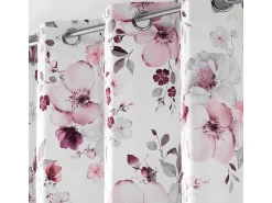 Douceur d'intérieur Ropa De Casa^Cortina de terciopelo floral 140 x 240 cm Blanco