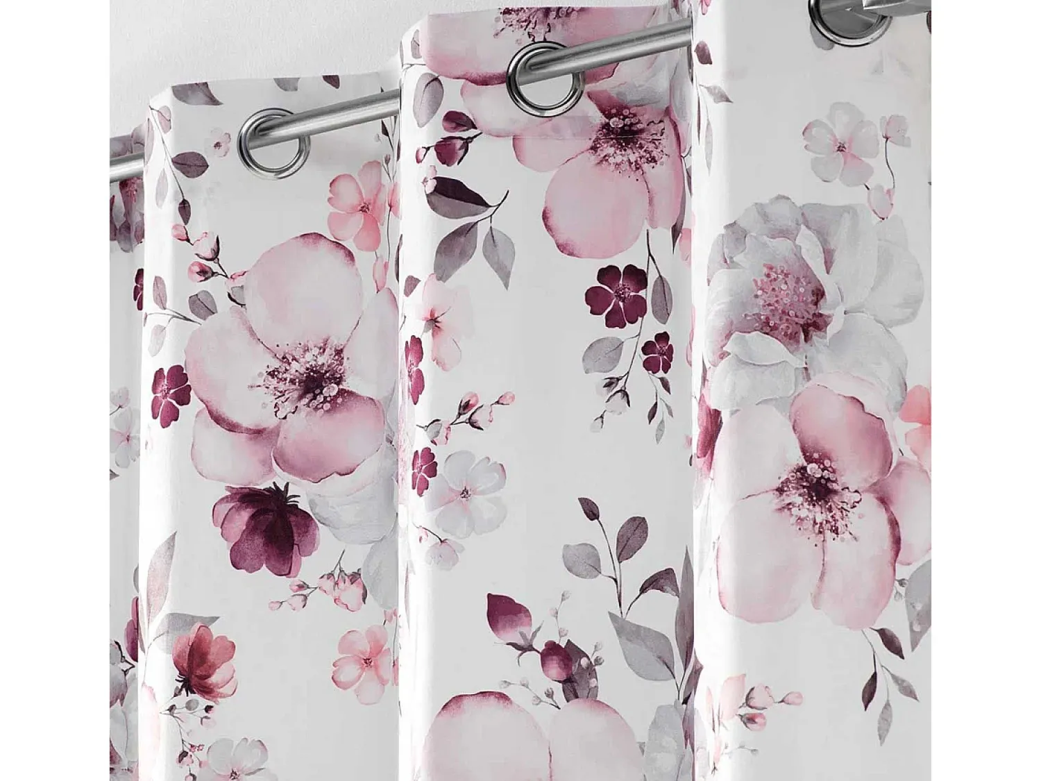 Douceur d'intérieur Ropa De Casa^Cortina de terciopelo floral 140 x 240 cm Blanco