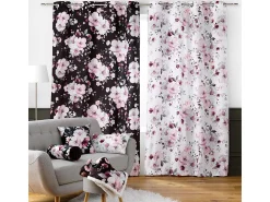 Douceur d'intérieur Ropa De Casa^Cortina de terciopelo floral 140 x 240 cm Blanco