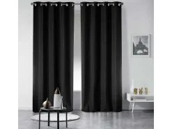 Douceur d'intérieur Ropa De Casa^Cortina esencial lisa con ollaos Negro