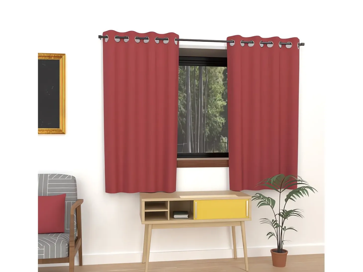 Cortina lisa con ojales antiarrugas135x180 cm ALIX rojo