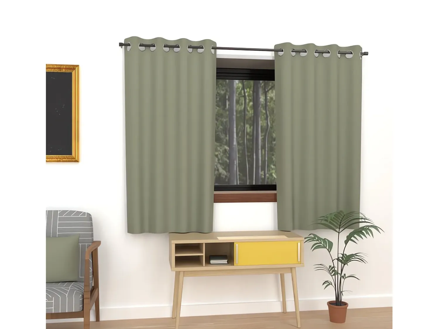 Soleil d'ocre Cortina lisa con ojales antiarrugas 135x180 cm ALIX caqui, por Verde