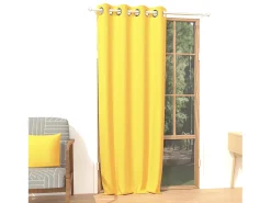 Clearance Soleil d'ocre Cortina lisa con ojales antiarrugas 135x250 cm ALIX radiante, por Amarillo