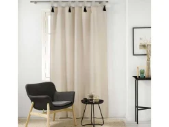 Douceur d'intérieur Cortina natural con pompones 140 x 240 cm Beige