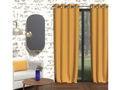 Soleil d'ocre Ropa De Casa^Cortina opaca con claveles 135x250 cm mostaza BOHEME Amarillo