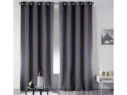 Sale Douceur d'intérieur Cortina opaca lisa con ollaos 135 x 240 cm Gris