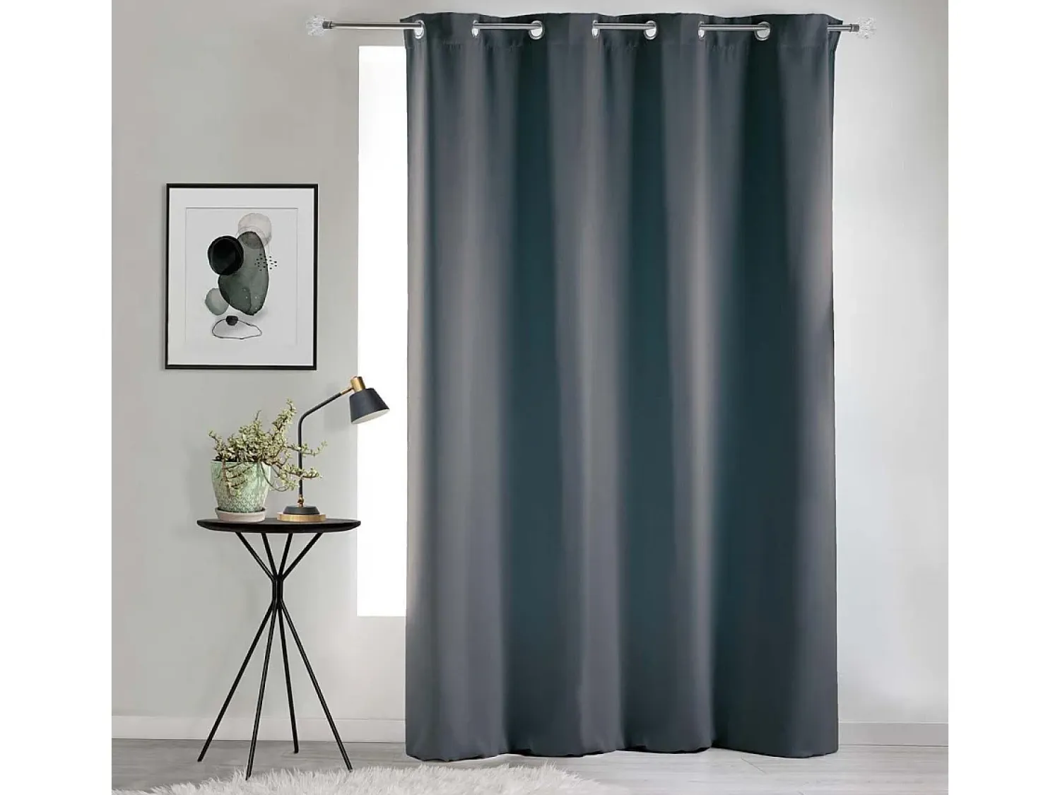 Sale Douceur d'intérieur Cortina opaca lisa con ollaos 135 x 240 cm Gris