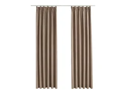 Best Cortinas opacas con ganchos 2 piezas gris 140x225 cm ES183665 Topo