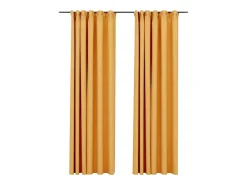 Cortinas opacas ganchos look de lino 2 pzas amarillo 140x225 cm ES657008