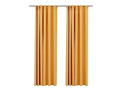 Hot Cortinas opacas ganchos look de lino 2 pzas 140x245 cm ES127416 Amarillo