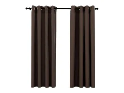 Clearance Cortinas opacas ojales look de lino 2 pzas gris 140x175 cm ES492382 Topo