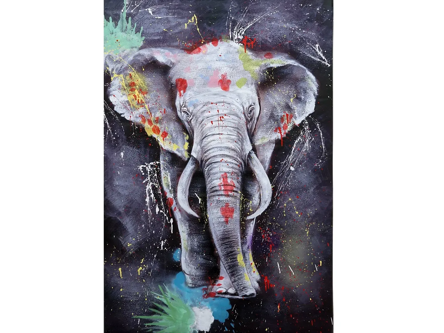 Best MCW Cuadro al óleo Elefante -H25 pintado a mano, 180x120cm Multicolor