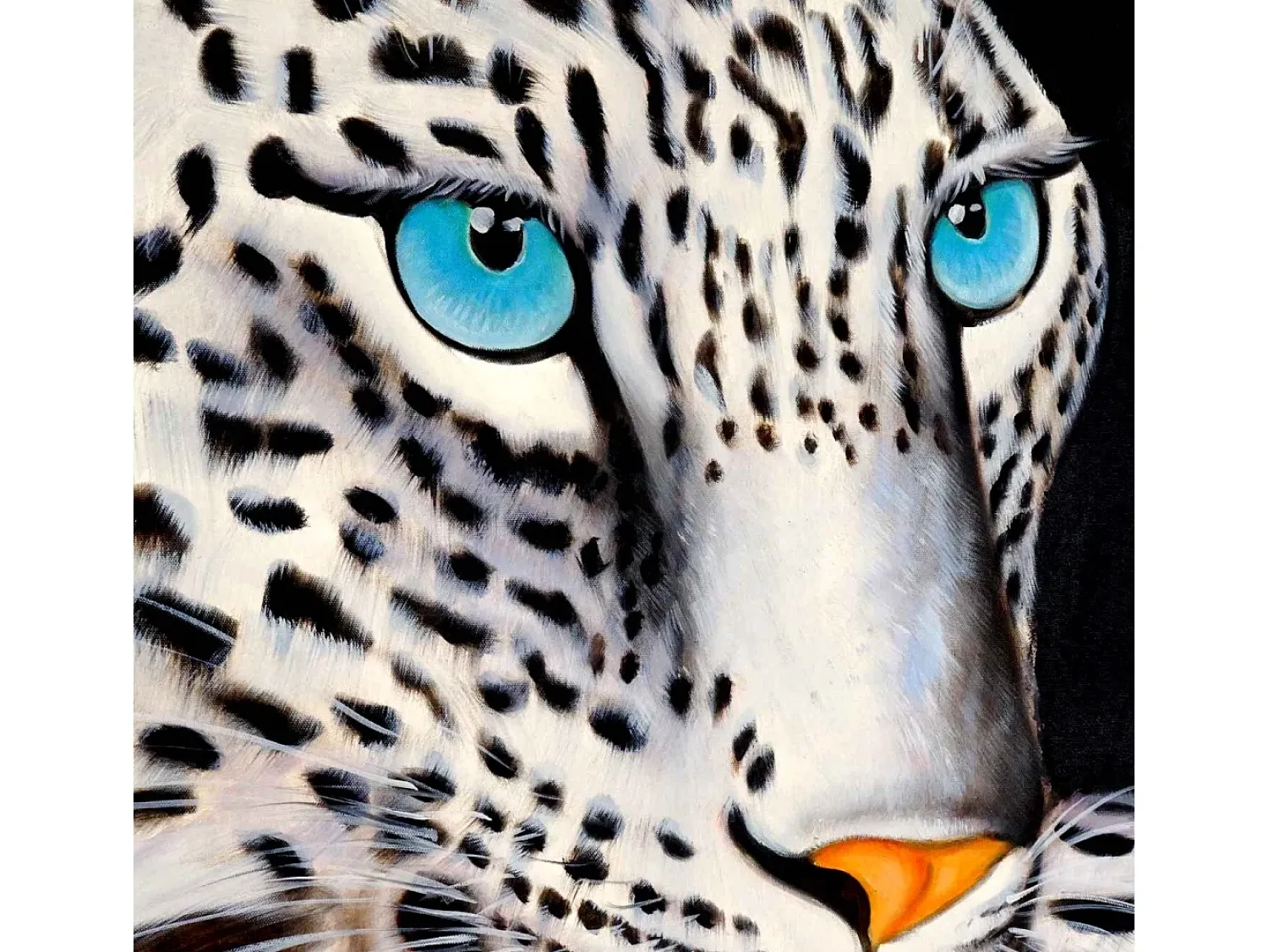MCW Cuadro^Cuadro al óleo Leopardo blanco pintado a mano Multicolor