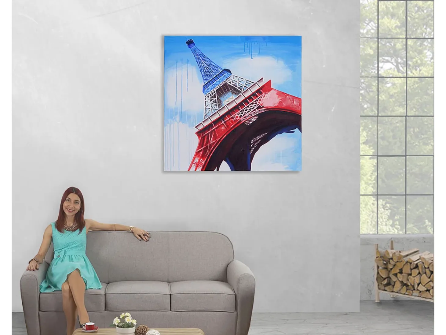 Cuadro al óleo Torre Eiffel pintado a mano