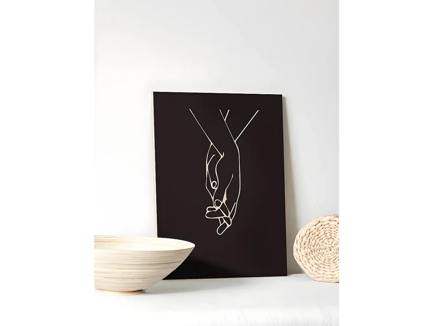 Outlet DECOWOOD Cuadro de madera Black Hands Negro