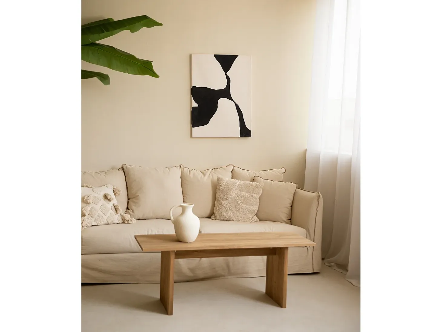 Cuadro decorativo sobre lienzo de algodón con marco de madera marrón claro pintado artesanalmente con pintura al oleo de 60x80cm - MISIA - DECOWOOD