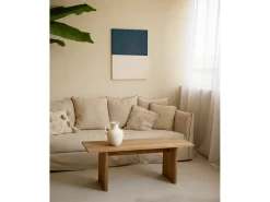 Clearance DECOWOOD Cuadro decorativo sobre lienzo de algodón con marco de madera blanco pintado artesanalmente con pintura al oleo de 80x100cm - MARINA - Multicolor